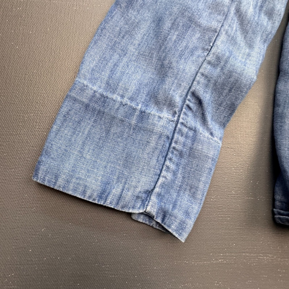 Lands' End Blazer Women's Small Chambray Denim Linen Look Casual Work Jacket - Picture 4 of 10